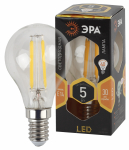 Лампа светодиод 5Вт шар E14 2700К 400Лм филамент прозр F-LED P45-5W-827-E14 ЭРА (1/50)
