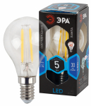 Лампа светодиод 5Вт шар E14 4000К 400Лм филамент прозр F-LED P45-5W-840-E14 ЭРА (1/50)