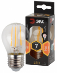 Лампа светодиод 7Вт шар E27 2700К 560Лм филамент прозр F-LED P45-7W-827-E27 ЭРА (1/100)