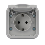 Розетка, одноместная, ОП, винтовые клеммы серый, Бронто EKF
