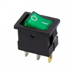 Выключатель клавишный 12V 15А (3с) ON-OFF зеленый с подсветкой Mini REXANT (10/10/1000)