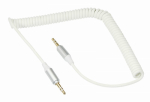 Аудио кабель AUX 3.5 мм шнур спираль 1M белый (10/10/500)