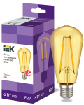 Лампа светодиод 6Вт ретро ST64 2700К 720Лм золото филамент прозр IEK (1/10/40)