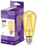 Лампа светодиод 8Вт ретро ST64 2700К 960Лм золото филамент прозр IEK (1/10/40)