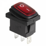 Выключатель клавишный 250V 6А (3с) ON-OFF красный с подсветкой Mini влагозащита REXANT (10/10/1500)