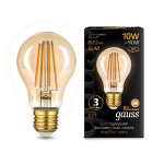 Лампа светодиод 10Вт 820Лм 2400К А60 Е27 филамент золотой LED Gauss Filament 1/10/40