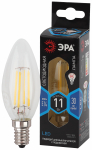 Лампа светодиод 11Вт свеча Е14 4000К 930Лм филамент прозр F-LED B35-11w-840-E14 ЭРА (1/10)
