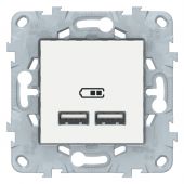 Розетка 2гн USB+USB с/у белый механизм А+А 5В/2100мА Unica NEW Schneider Electric (1)