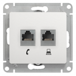 Розетка 2гн комп+ТФ RJ45+RJ11 с/у белый механизм кат.5е Glossa Systeme Electric (1/10)