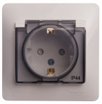 Розетка 1гн с З/К с крыш. шторки с/у белый в сборе 16А IP44 Glossa Systeme Electric(1/10)