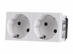 Розетка 2х2К+3 под углом 33° шторки 16А 250В (45х90 мм - 2 модуля Modul45) белая