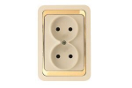 Розетка 2гн без З/К с/у крем золотая вставка 16А Mimoza Makel