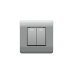(NEW3-E) Выключатель 2-клавишный с подсветкой, 10А, серебряный