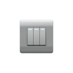 (NEW3-E) Переключатель 3-клавишный с подсветкой, 10А, серебряный