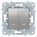 Выключатель 2кл с подсв с/у алюминий механизм Unica NEW Schneider Electric (1/10)