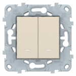 Выключатель 2кл с подсв с/у крем механизм с/у 10А Unica NEW Schneider Electric (1/10)