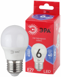 Лампы СВЕТОДИОДНЫЕ ЭКО LED P45-6W-865-E27 R  ЭРА (диод, шар, 6Вт, хол, E27)