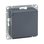 Механизм розетки, 16А, IP44, с заземлением, со шторками, c крышкой, графит Эпика EKF