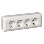 Розетка 4гн с З/К шторки о/у белый монт.пласт. 16А IP20 Прима Systeme Electric  (22)