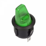 Выключатель клавишный круглый 12V 16А (3с) ON-OFF зеленый с подсветкой REXANT (10/10/2000)