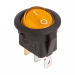 Выключатель клавишный круглый 12V 20А (3с) ON-OFF желтый с подсветкой REXANT (10/10/3000)