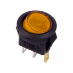 Выключатель клавишный круглый 250V 3А (3с) ON-OFF желт с подсв Micro REXANT (10/10/3000)
