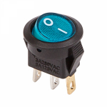 Выключатель клавишный круглый 250V 3А (3с) ON-OFF синий с подсветкой Micro REXANT (10/10/3000)