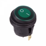Выключатель клавишный круглый 250V 6А (3c) ON-OFF зеленый с подсветкой влагозащита REXANT (10/10/1000)