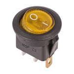 Выключатель клавишный круглый 250V 6А (3с) ON-OFF желтый с подсветкой Rexant (10/10/3000)