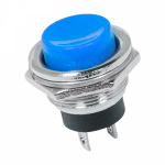 Выключатель-кнопка металл 220V 2А (2с) (ON)-OFF Ø16.2 синяя REXANT (50/50/1000)