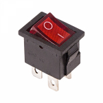 Выключатель клавишный 250V 6А (4с) ON-OFF красный с подсветкой Mini (1шт/упак) REXANT (1/1/50)