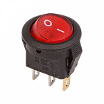 Выключатель клавишный круглый 250V 3А (3с) ON-OFF красный с подсветкой Micro (1шт/упак) REXANT (1/1/50)
