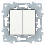 Выключатель 2кл прох с подсв с/у белый механизм Unica NEW Schneider Electric (1/10)