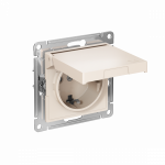 ATLASDESIGN РОЗЕТКА с заземл. со шторк. с крышкой, 16А, IP20, механизм, БЕЖЕВЫЙ