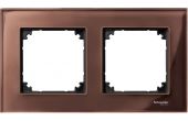 Рамка 2-пост. цвет коричневый Махагон прозрачная глянцевый, стекло горизонт. и вертик., IP20 MERTEN SE