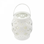 Декоративный фонарь со свечкой, плетеный корпус, белый, размер 14x14x16,5 см, цвет теплый белый