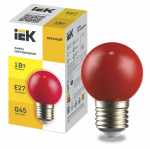 Лампа светодиод 1Вт шар Е27 красный d45 LIGHTING IEK (1/10/200)