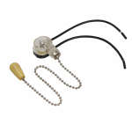 Выключатель для настенного светильника c проводом и деревянным наконечником "Silver", индивидуальная упаковка, 1 шт. REXANT