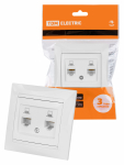 Розетка компьютерная двойная RJ45 белая "Лама" TDM