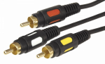 Шнур 3RCA Plug - 3RCA Plug 3м (GOLD) REXANT (10/10/100)