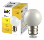 Лампа светодиод 3Вт шар Е27 теплый белый d60 LIGHTING IEK (1/10/100)