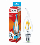 Лампа светодиод 9Вт свеча на ветру Е14 4000К 810Лм филамент прозр deco IN HOME (10/50)
