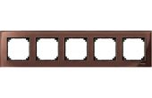 Рамка 5-пост. цвет коричневый Махагон прозрачная глянцевый, стекло горизонт. и вертик., IP20 MERTEN SE