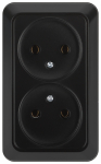 Розетка Intro Quadro 2-203-05 двойная без заземления 2х2P 16А-250В IP20 ОУ антрацит