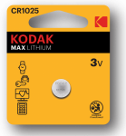 Элемент питания CR1025 литиевый бл.1шт. Kodak (1/60/240)