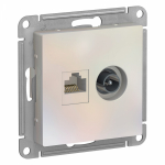 Розетка 2гн комп+ТВ RJ45+TV с/у жемчуг механизм кат.5е AtlasDesign Systeme Electric (1/10)