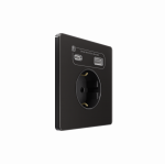 Systeme Infinity, Розетка С/У с ЗК и зар.устр.USB А+С 20Вт (250В, 16А, защит.шторки), Полярная ночь