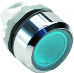 Фронтальная часть нажимной кнопки плоск., 1 упр. элемент цвет синий с круг. линзой, с подсветкой, с фиксацией, ABB
