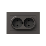 Механизм розетки двойной, 16А, с заземлением, без шторок, с рамкой, мокко Эпика EKF