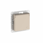 ATLASDESIGN РОЗЕТКА с заземл. со шторк. с крышкой, 16А, IP20, механизм, ПЕСОЧНЫЙ